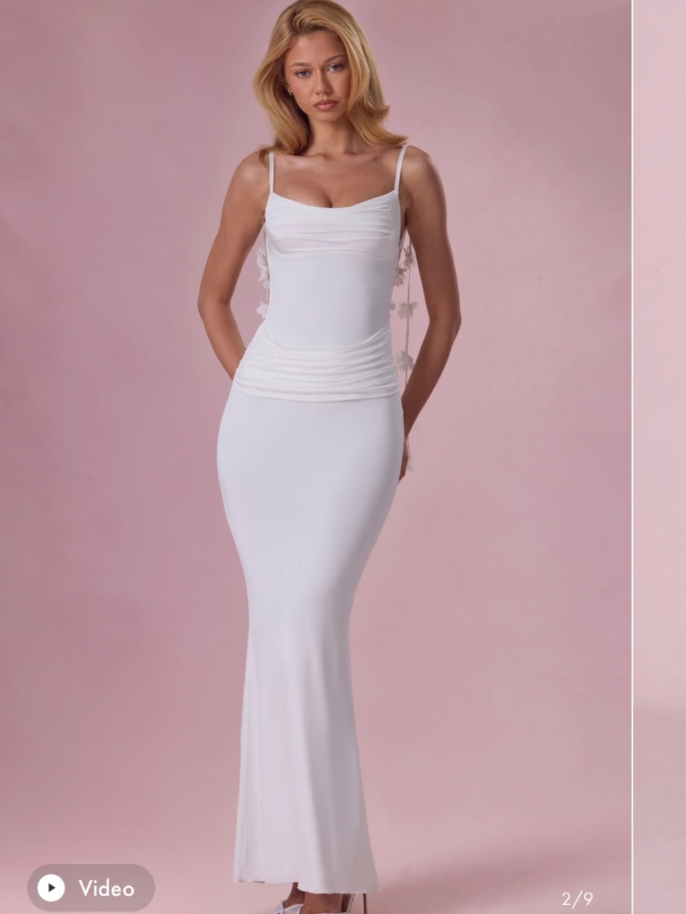 Long white floral bridal dress
